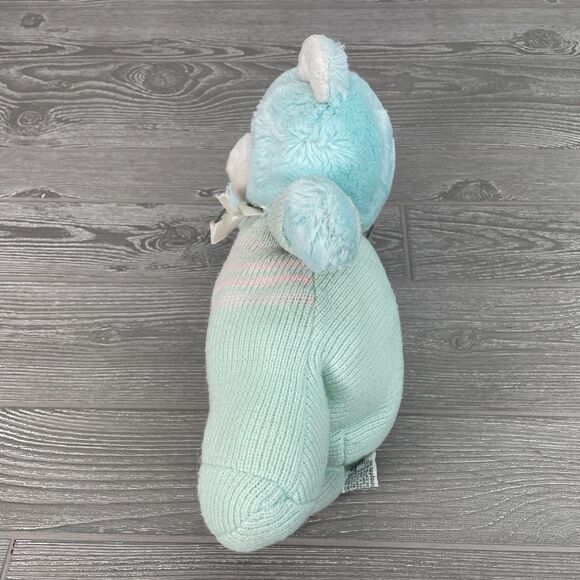 Vintage 1987 Applause Blue Cuddle Up Bear Cub Plush Chime Rattle in Knit Sweater - Picture 3 of 9